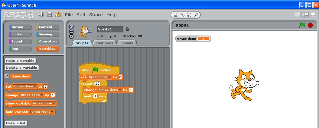 simple loop stack in Scratch