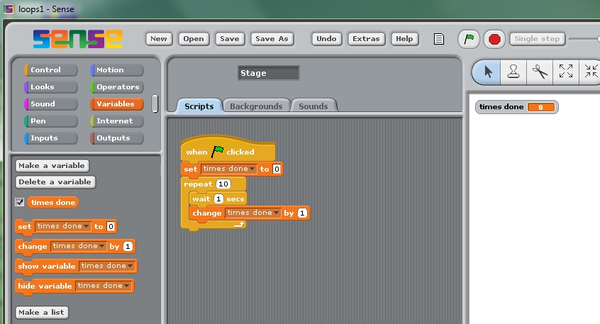 simple loop stack in Scratch